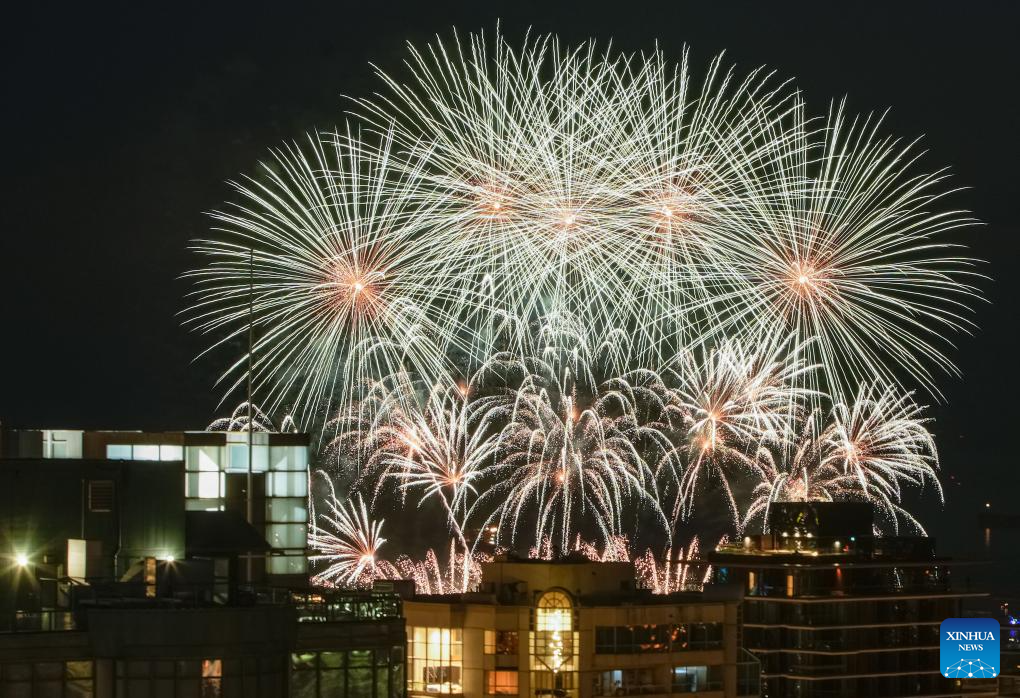 Fireworks performed by team United Kingdom during 2024 Vancouver Celebration of LightXinhua