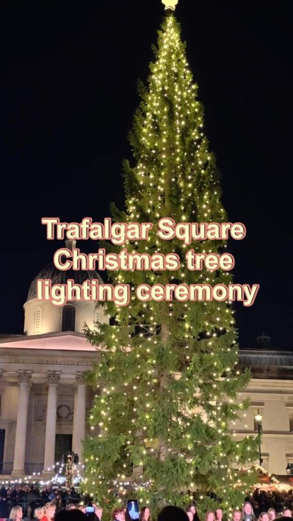 London's Trafalgar Square holds annual Christmas tree lighting ceremony