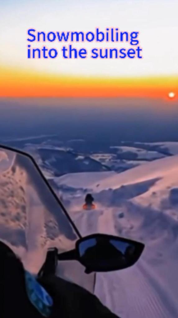 Chasing sunset on snowmobile in China's Changbai Mountain