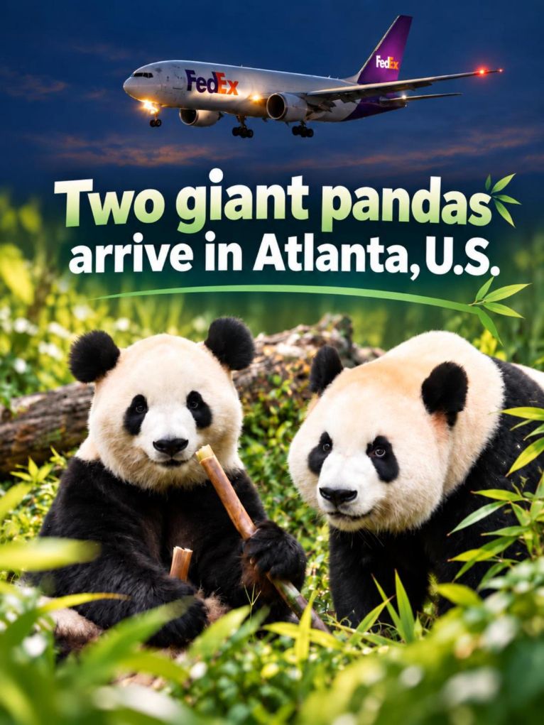 Two giant pandas arrive in Atlanta, U.S.
